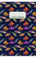 Journal Notebook: Notebook, Journal, Or Diary - Fishes Pattern Cover Design - 110 Blank Lined Pages - 6" X 9" - Matte Finished Soft Cover