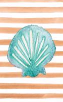 Scallop Shell Watercolor Stripe Journal: Blank Daily Writing Notebook Diary with Ruled Lines (Coastal Beaches & Nautical)