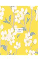 Notebook: Cherry blossom on dark yellow cover and Lined pages, Extra large (8.5 x 11) inches, 110 pages, White paper(3 Cherry Blossom on Dark Yellow Notebook)