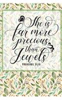 She is Far More Precious Than Jewels: Proverbs 31:10: Cute and Trendy Christian Themed Sermon Notes & Journal & Payer Requests; Perfect Gift Under $10 for Young Girl, Teen, or Woman (Com