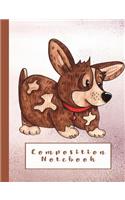 Composition Notebook: Composition Notebook for Animal Lovers - Wide Ruled 7.44 X 9.69 - Excited Dog on Glittery Pink Backround Print