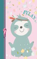 Relax..: Tribal Yoga Sloth College Ruled Composition Writing Notebook