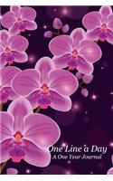 One Line a Day: A Motivational and Inspirational One Year Journal - Beautiful Purple Orchids Cover