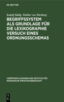 Begriffssystem ALS Grundlage Für Die Lexikographie Versuch Eines Ordnungsschemas