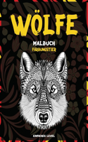 Malbuch - Einfaches Level - Färbungstier - Wölfe