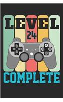 Level 24 complete: funny 24th Gamer Birthday Gift retro vintage notebook / journal design