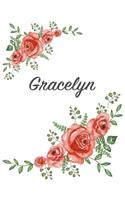 Gracelyn: Personalized Composition Notebook - Vintage Floral Pattern (Red Rose Blooms). College Ruled (Lined) Journal for School Notes, Diary, Journaling. Flo