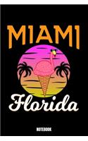 Miami Florida Notebook: Summer Notizbuch: Notizbuch A5 karierte 110 Seiten, Notizheft / Tagebuch / Reise Journal, perfektes Geschenk für Sie, Ihre Familie und Freunde gemac