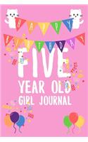 Five Year Old Girl Journal: 6x9" Cute 5 Year Old Birthday Cat Dot Bullet Notebook/Journal Gift For Girls