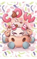 Cow: Nifty Cute Cartoon Cow Wide Ruled Paper Notebook Journal Blank Lined Workbook for Teens Kids Students Girls for Home School College for Writing Note(2 Animal Journal Notebook)