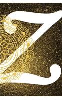Z: Personalized Dot Grid Bullet BUJO Notebook Journal Modern Gold Mandala Minimalist Initial Monogram Letter Z- Many Usage Handy Travel Size For Boys M