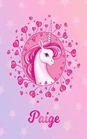 Paige: Unicorn Large Blank Primary Handwriting Learn to Write Practice Paper for Girls - Pink Purple Magical Horse Personalized Letter P Initial Custom Fir