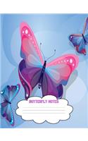 Butterfly Notes: Butterfly Bullet Journal 7.44" x 9.69" 100 Pages, Pretty Butterfly Bullet Journal