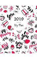 My Plan 2019: Weekly Planner Yearly Goals Monthly Calendar Cover Pink Strawberry