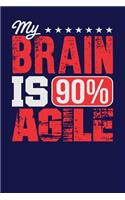 My Brain is 90% Agile: Dark Blue, White & Red Design, Blank College Ruled Line Paper Journal Notebook for Project Managers and Their Families. (Agile and Scrum 6 x 9 inch 