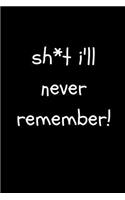 Sh*t I'll Never Remember: Funny Swearing Blank Lined Notebook for Work, the Office and for Co-Workers (Adult Banter Desk Notepad Series)