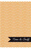 Notes & Stuff - Lined Notebook with Tangerine Chevron Pattern Cover: 101 Pages, Medium Ruled, 6 x 9 Journal, Soft Cover
