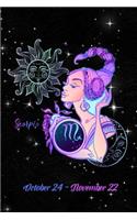 2020 Zodiac Weekly Planner - Scorpio October 24 - November 22: Stylized Fashionable Lady on Black Starry Background - 14 Month Horoscope Planner