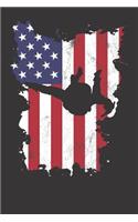 Notebook: Vintage 4th Of July USA Flag Skidiver Skidiving College Ruled 6x9 120 Pages