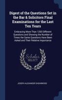 Digest of the Questions Set in the Bar & Solicitors Final Examinations for the Last Ten Years