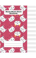 Blank Music Sheet Notebook: Manuscript Paper * Large (8.5" x 11") * 12 Stave * 100 Pages: Pink Cat Pattern