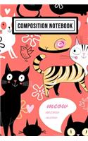 Cat Wide Ruled Composition Notebook: Cat Blank College Ruled Composition Notebook - 110 Pages - Pocket Size 6x9