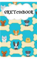 Sketchbook: 6x9 Notebook, Ruled, Dog Pattern, Drawing Book, Sketchbook, Draw and Write Journal, Primary Composition, for Kids, Dog Lovers, Dog Parents