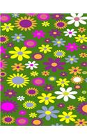 Colorful Floral Print Notebook: 8.5 X 11 202 College Ruled Pages