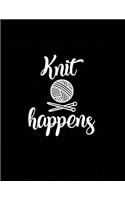 Knit Happens: Knitting Graph Paper Planner Design Notebook, Blank Knitter Patterns Book, 2:3 Ratio, Black