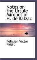 Notes on the Ursule Mirouet of H. de Balzac