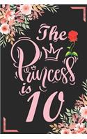The Princess Is 10: 10th Birthday & Anniversary Notebook Flower Wide Ruled Lined Journal 6x9 Inch ( Legal ruled ) Family Gift Idea Mom Dad or Kids in Holidays - Marble 