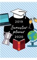 2019 Semester Planer 2020: A5 Coole Geschenkidee PUNKTIERT zum Studium - Notizbuch für Studenten - Studienbeginn - Erstes Semester - Pruefung - Geburtstag - Terminkalender
