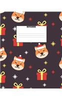 Notebook: Christmas Dog Holiday Themed Wide Ruled 120 Page Composition Notebook