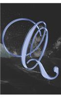 Q Journal: A Monogram Q Initial Capital Letter Notebook For Writing And Notes: Great Personalized Gift For All First, Middle, Or Last Names (Blue Gold Moon Gal