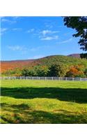 School Composition Book Open Field Mountain View 130 Pages: (Notebook, Diary, Blank Book)(Seasonal Fall Photo School Composition Books Notebooks)