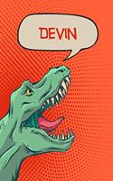 Devin: Personalized Dino Isometric Dot Paper Notebook 120 Pages 6x9