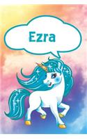 Ezra: Personalized Unicorn Journal, Notebook Featuring 120 Lined Pages 6x9