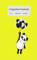Composition Notebook: 8 X 10, Wide-Ruled, 120 Pages, Panda with Balloons