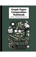 Graph Paper Composition Notebook Quad Rule 5x5 Grid Paper - 150 Sheets (Large, 8.5 x 11"): Grenade War Tank