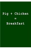 Pig + Chicken = Breakfast: Blank Lined Journal