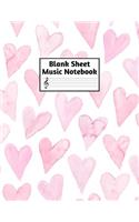 Blank Sheet Music Notebook: Easy Blank Staff Manuscript Book Large 8.5 X 11 Inches Musician Paper Wide 12 Staves Per Page for Piano, Flute, Violin, Guitar, Trumpet, Drums, Cell