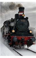 Old Steam Locomotive in the Snow Journal: 150 page lined notebook/diary