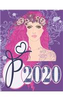 2020 Weekly Planner - Mystic Princess Monogram Initial Letter 