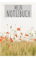 Mein Notizbuch: Notebook Notizbuch Register Karo Kariert Journal Din A5 120 Seiten Matheheft I Schulheft I Skizzenbuch I Tagebuch I Blumen I Blumenfeld I Bunt