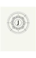J: 110 Dot-Grid Pages - Monogram Journal and Notebook with a Light Background and Classic Line Design - Personalized Initial Letter Journal - Monograme