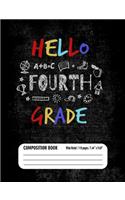 Hello Fourth Grade Composition Book (Wide Ruled/ 110 pages/ 7.44x9.69)