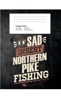 If Sad Insert Northern Pike Fishing: Funny Writing Composition Book Journal For Students: Blank Lined Notebook For Fisherman To Write Notes