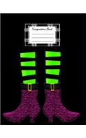 College Ruled Composition Notebook 200 Pages Halloween Theme Witches Feet