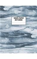 Graph Paper Notebook: 8.5 X 11 4x4 Quad Ruled 120 Pages Blue Gray Cloud Abstract Marble