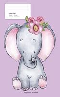 Composition Notebook: Baby Elephant Notebook College Ruled Journal - Soft Pinky Purple Cover - Back to School Diary Planner Gift Students Teachers Boys Girls 7.44 X 9.69 
